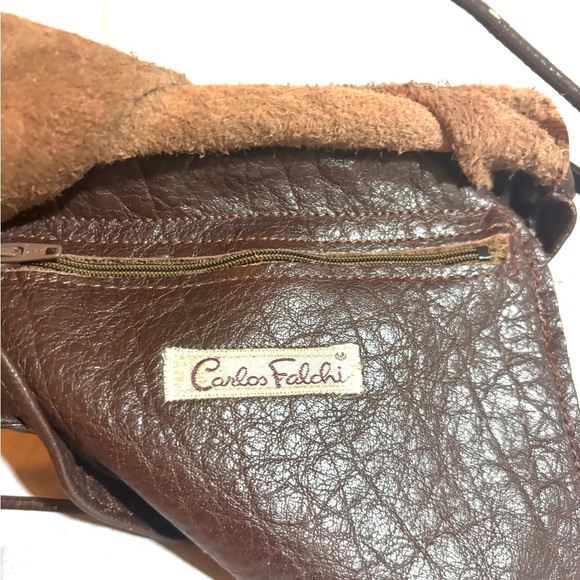 Carlos falchi brown Earthy Leather Crossbody Bag with Drawstring Closure - Picture 10 of 11